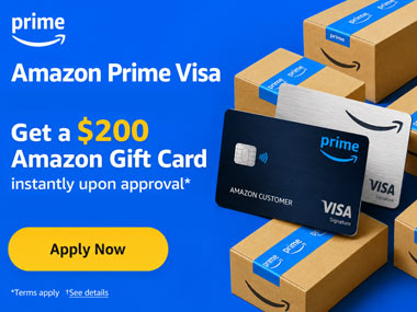 Get $200 Gift Card when you sign up for a Prime Visa Card!