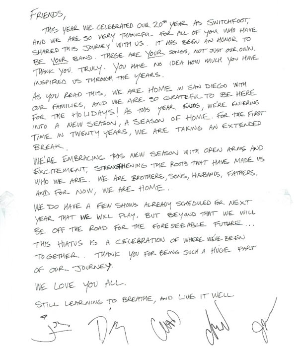 switchfoot letter