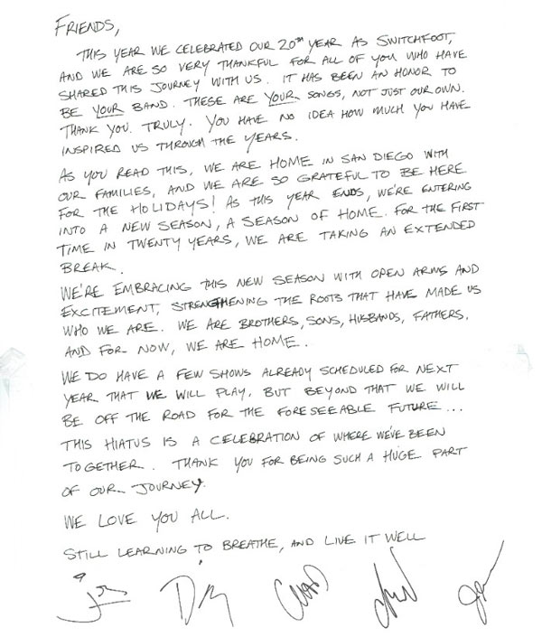 switchfoot letter