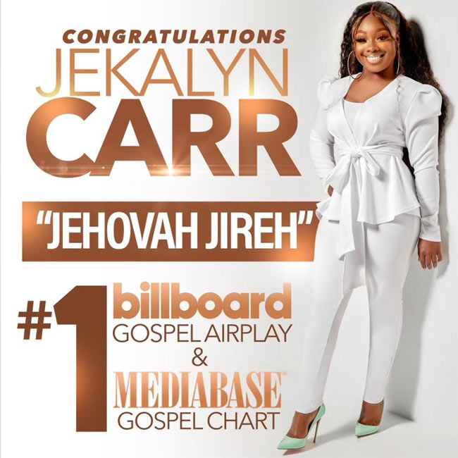 Jekalyn Carr Once Again Tops the Gospel Charts and Earns Fifth Number One Song