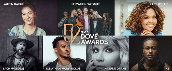 Co-Hosts and First Round Performers Announced for the 52nd GMA Dove Awards