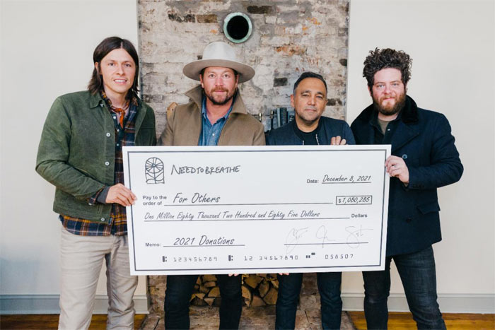 NEEDTOBREATHE Close Out 2021 with Seven-Figure Donations to For Others and OneWorld Health