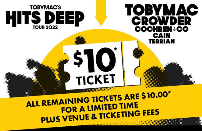 TobyMac's HITS DEEP Tour Tickets on Sale for $10 for Limited Time