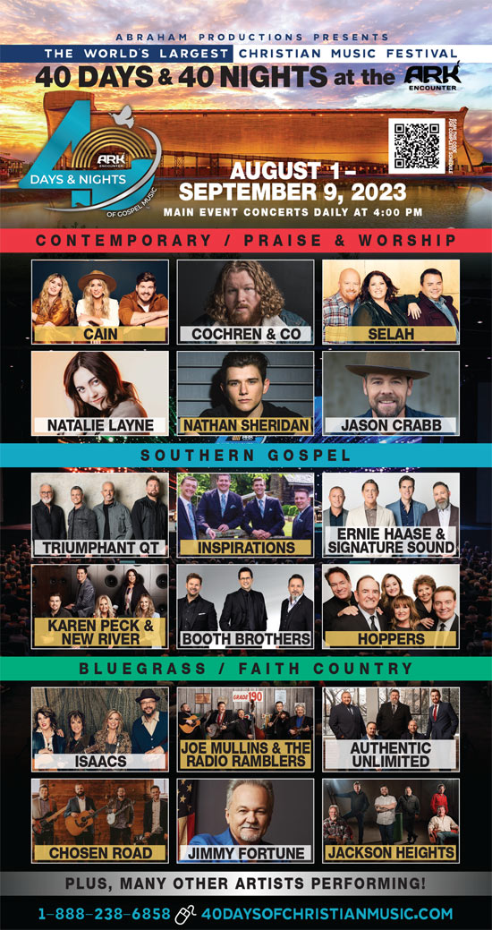 Cain, Cochren & Co., Jason Crabb to Headline 40 Days & 40 Nights Christian Music Festival