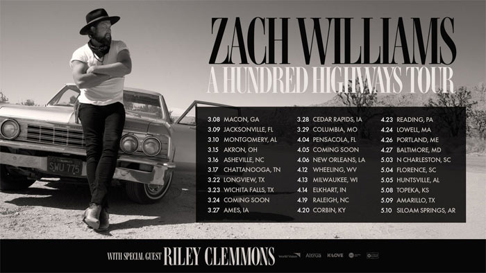 Zach Williams Announces Spring 2024 Run For His A Hundred Highways Tour