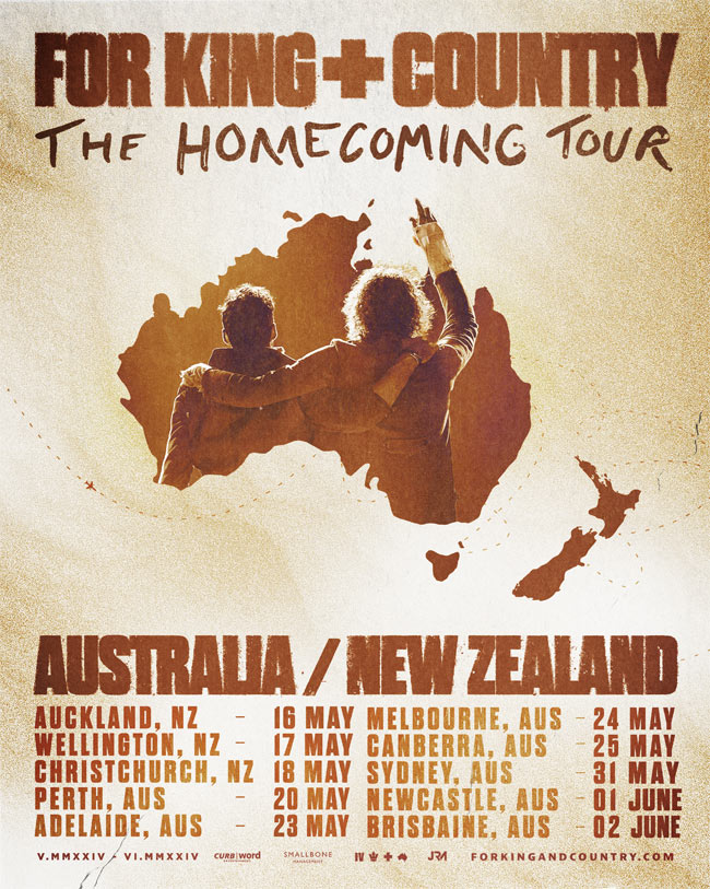 for KING + COUNTRY Announce 2024 Australia and New Zealand Homecoming Tour
