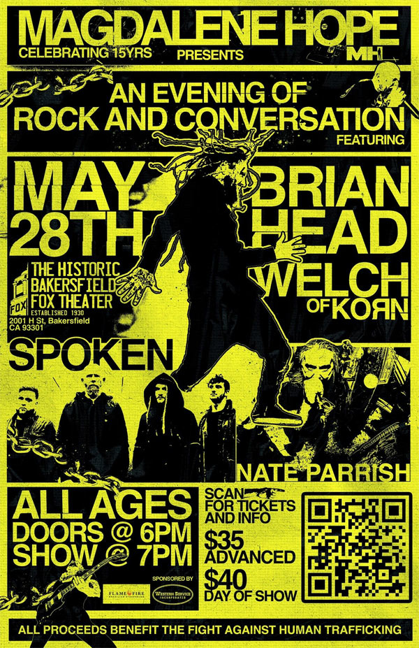 Nate Parrish Joins Brian Head Welch and Spoken for Human Trafficking Survivors Benefit Concert