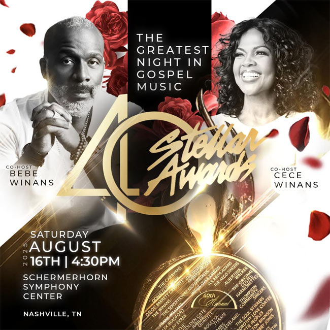 BeBe & CeCe Winans to Host the 40th Stellar Gospel Music Awards Aug. 16th in Nashville