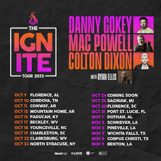Colton Dixon Announces 'Ignite' Fall Tour with Danny Gokey, Mac Powell, Ryan Ellis
