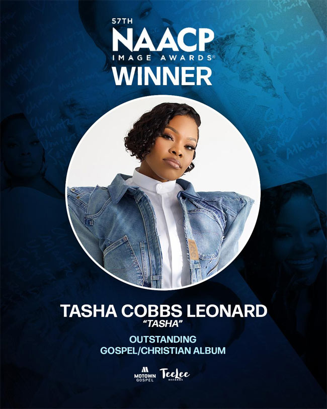 Tasha Cobbs Leonard Wins First-Ever NAACP Image Award for Critically Acclaimed LP 'TASHA'