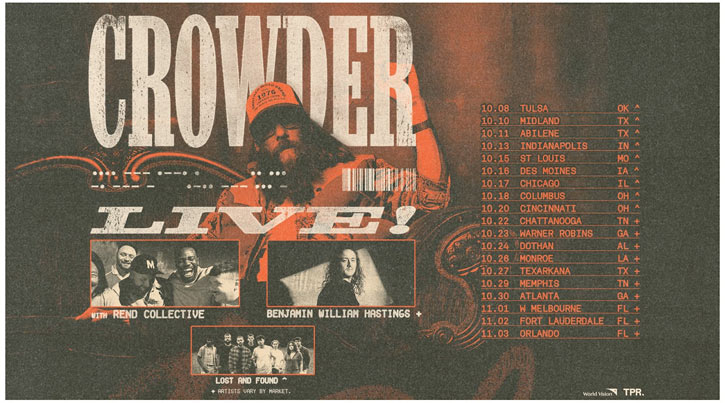 Crowder Announces Fall 2026 Crowder LIVE! Tour Featuring Rend Collective