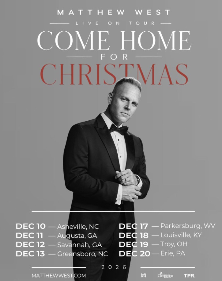 Matthew West Announces 'Come Home for Christmas Live on Tour ' Ringing in the Holiday Season in Eight Cities